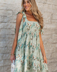 Ila Floral Knotted Strap Smocked Tiered Dress
