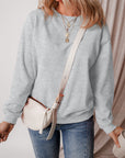 Solid Fleece Lined Drop Shoulder Terry Sweatshirt