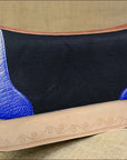 Western Wool Felt Horse Saddle Pad Alligator Print Leather 30 X 30
