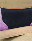 Western Wool Felt Horse Saddle Pad Alligator Print Leather 30 X 30