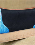 Western Wool Felt Horse Saddle Pad Alligator Print Leather 30 X 30