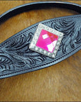 Hilason Western Headstall & Breast Collar Horse American Leather Black Pink