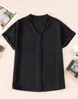 Lilla Notched Neck Batwing Sleeve Lightweight Blouse