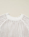 Plus Size Crochet Bow Tie Short Sleeve Sweater