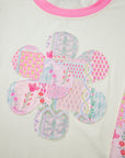 Floral Colorblock Patchwork Short Sleeve Top