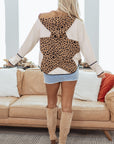 Leopard Star Patchwork Open Front Hooded Jacket