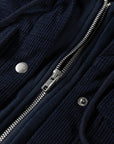 Textured Knit Pocketed Drawstring Hooded Jacket