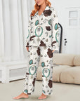 Baha Ranch Brands & Turquoise Cowgirl Christmas Western Cowprint Satin Pajamas