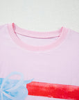USA Flag Bow Crewneck Graphic Tee