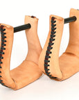 HILASON Western Saddle Bell Oil Leather Horse Saddle Stirrups Neck 3-Inch | Western Saddle Stirrups | Leather Horse Stirrups  | Trail Riding Stirrups | Laced Leather Stirrups