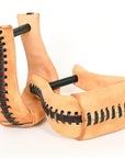 HILASON Western Saddle Bell Oil Leather Horse Saddle Stirrups Neck 3-Inch | Western Saddle Stirrups | Leather Horse Stirrups  | Trail Riding Stirrups | Laced Leather Stirrups