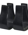 HILASON Western Saddle Black Leather Covered Horse Saddle Stirrups Pair | Leather Horse Stirrups | Full-Grain Leather Stirrups | Wide Tread Stirrups | Stable Riding Stirrups