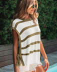 Scarlett Stripe Tie Open Side Sweater Knitted Top