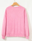 Plus Size Waffle Bowknot Patchwork Mineral Wash Sweatshirt