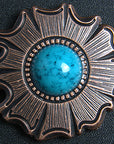 Western Screw Back Concho 1.5 In. Turquoise Stone Floral Saddle Cowgirl