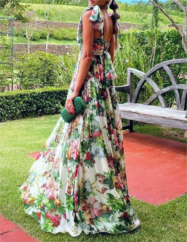 Resort rose mesh tulle flare dress