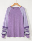Stripe Patchwork Raglan Long Sleeve Top