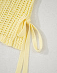 Hollow-out Crochet Tie Side Short Sleeve Sweater