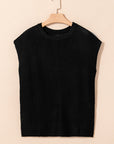 Solid Short Sleeve Side Slit Sweater Tee