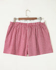 Plus Size Gingham Plaid Ruffle Contrast Trim Shorts