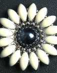 Western Screw Back Concho 1.25 In Black White Floral Silver Saddle