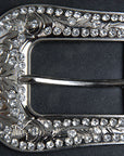 Hilason Western Crystal Bling Silver Belt Buckle (1.5 Inch Opening)