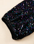 Velvet Sequin Puff Sleeve Buttoned Peplum Shirt