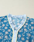 Plus Size Floral Stripe Patchwork Ruffle Dress
