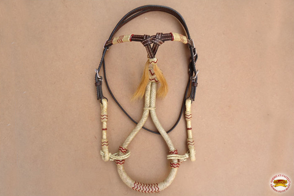 HILASON Western American Leather Bitless Bitfree Headstall Bosal Reins