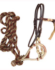 HILASON Western American Leather Bitless Bitfree Headstall Bosal Reins