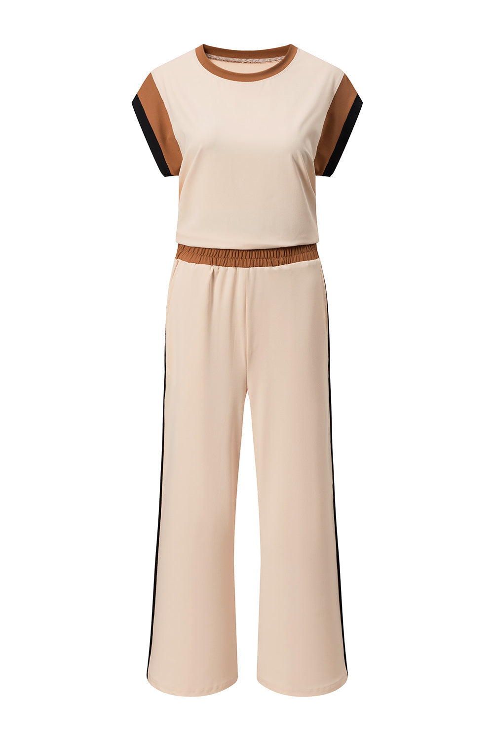 Colorblock Cap Sleeve Tee and Pants Set