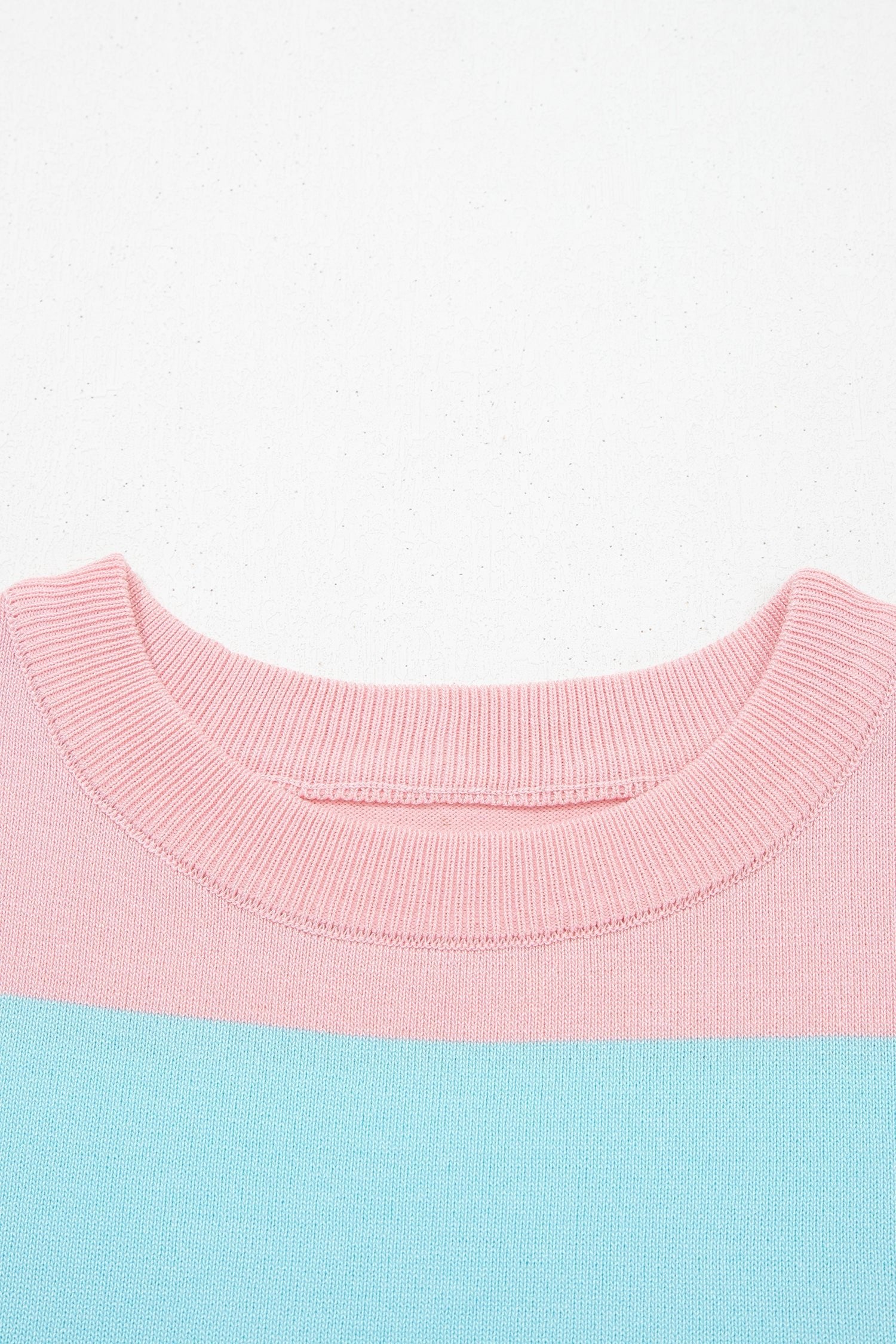 Stripe Colorblock Knitted Short Sleeve T-Shirt