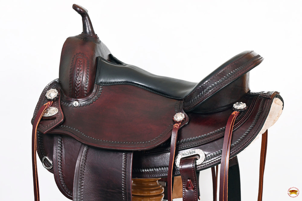 HILASON Western Horse Saddle American Leather Flex Tree Trail &amp; Pleasure Chocolate Brown
