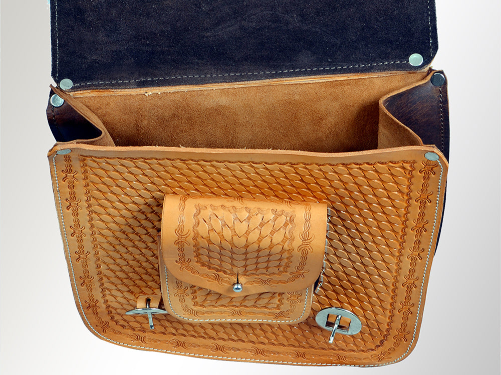 HILASON Soft Leather Horse Saddle Bag Light Oil Tan | Equestrian Western Adjustable Closure