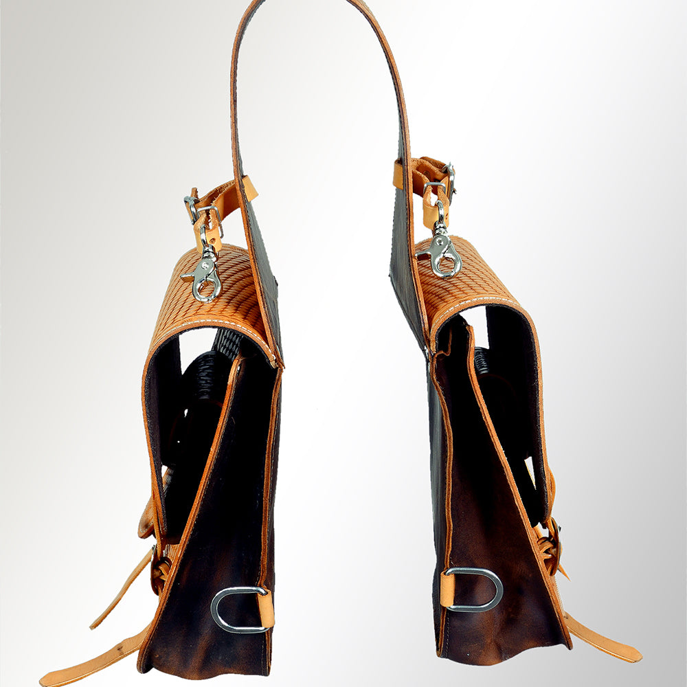 HILASON Soft Leather Horse Saddle Bag Light Oil Tan | Equestrian Western Adjustable Closure