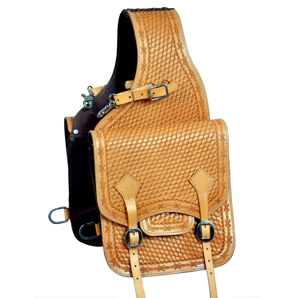 HILASON Soft Leather Horse Saddle Bag Light Oil Tan | Equestrian Western Adjustable Closure