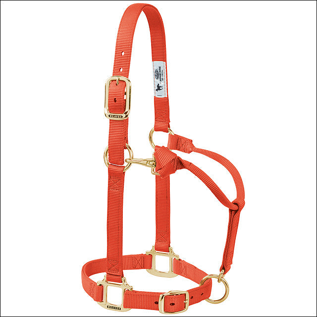 Weaver Orange Nylon Pony Horse Halter Original Adjustable Chin &amp; Throat Snap
