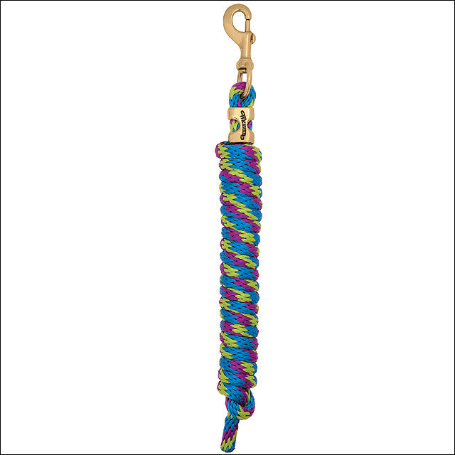 5/8" X 8' Weaver Polypropylene Soft Lead Rope W/ Solid Brass 225 Snap Lime Blue