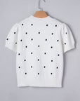 Polka Dot Bubble Short Sleeve Sweater