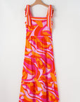 Abstract Knotted Shoulder High-Waist Maxi Dress