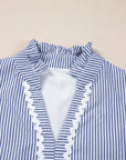 Stripe Sleeveless Contrast Ricrac Trim Mini Dress