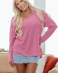 Winter Seam Patchwork Loose Long Sleeve Top