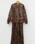 Leopard Contrast Trim Top and Pants Set