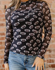 Maci Rugby Mesh Sheer Long Sleeve Top