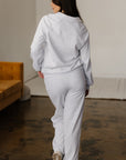 Solid V-Neck Pullover and Drawstring Sweatpants Set