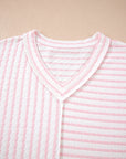 Plus Size Stripe Patchwork V-Neck T-Shirt
