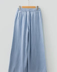 Stripe Chambray Tied Elastic Waist Trousers