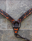 Hilason Western Horse Headstall & Breast Collar American Leather Orange Hand Paint