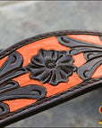 Hilason Western Horse Headstall & Breast Collar American Leather Orange Hand Paint