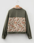 Floral Patchwork Ribbed Corduroy Shirt Jacket
